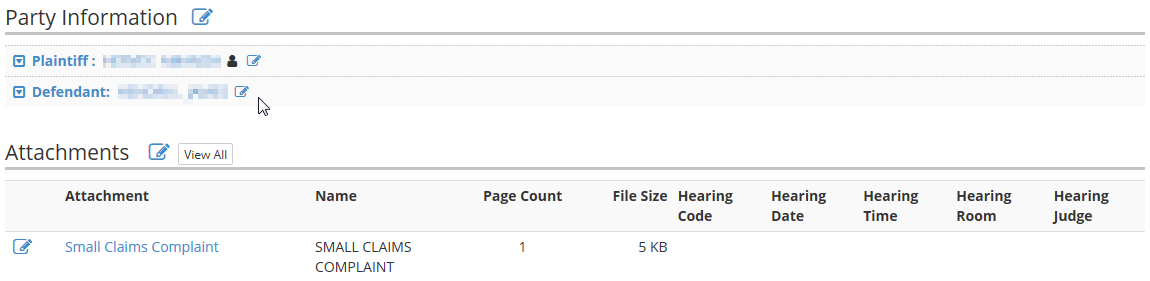 Party Information and attachments