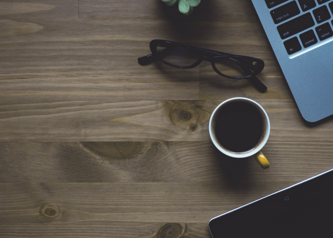 Picture of coffee and computer